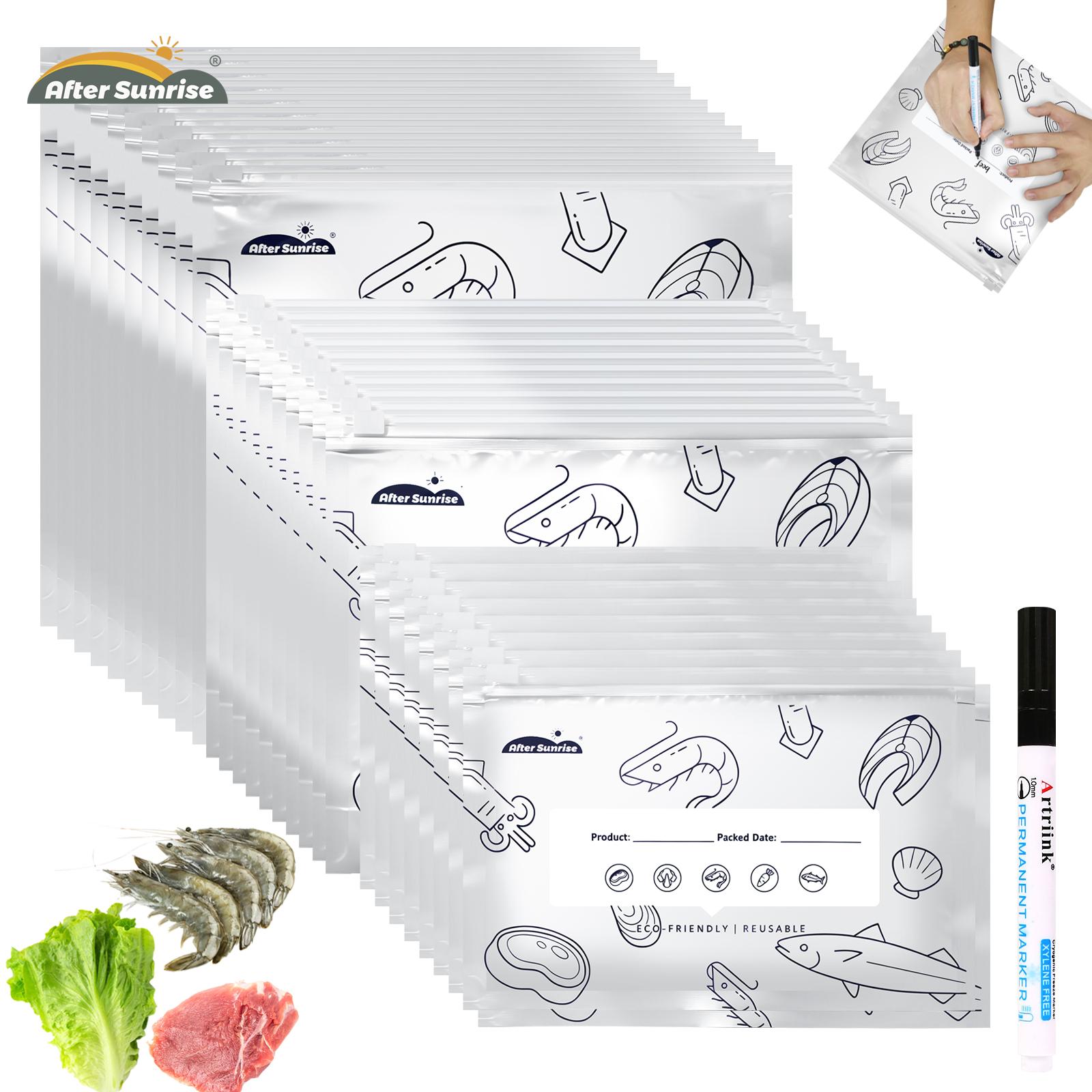 Food Storage Zip Lock Bags - 【Refrigerated Food】Reusable Aluminum Foil Sealable Storage