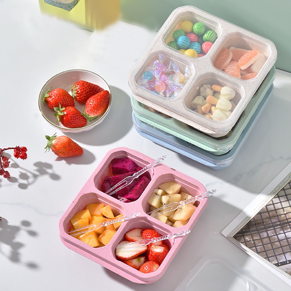 Food Storage Meal Prep - 1pc Reusable Wheat Straw 4 Compartments