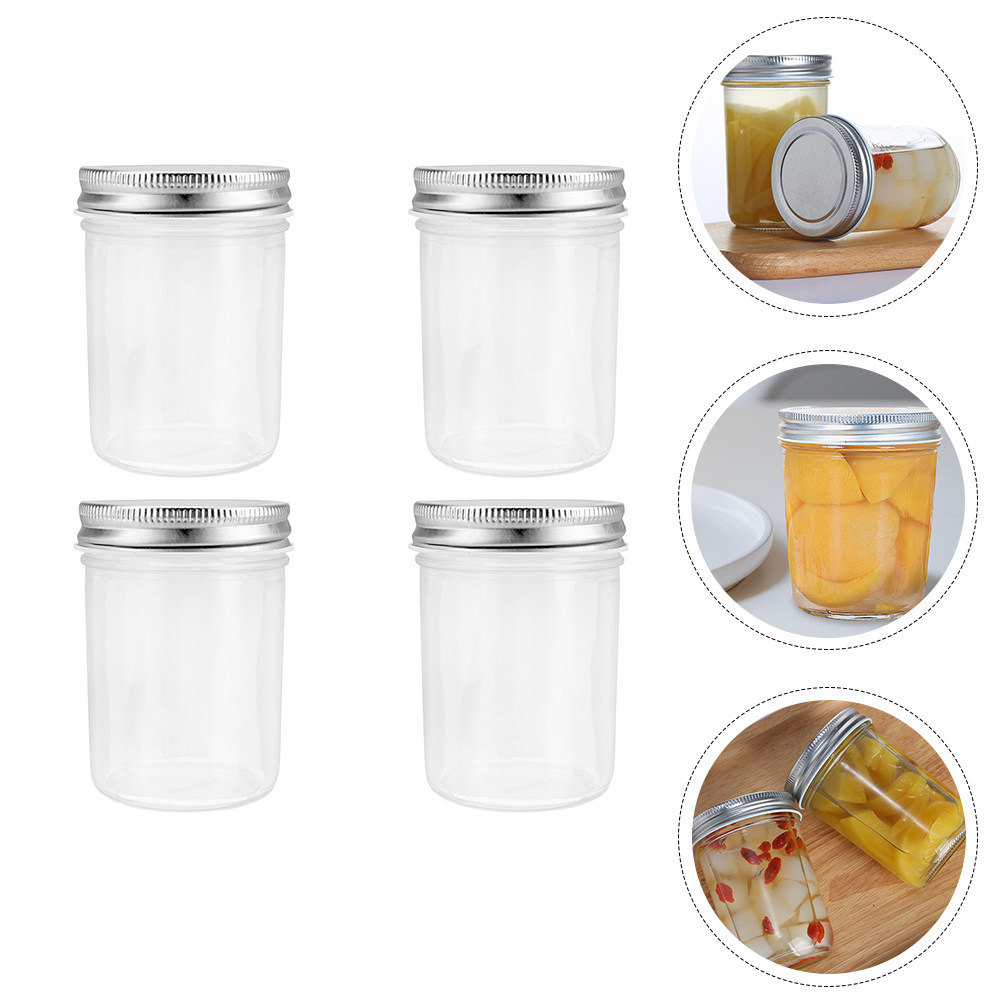 Food Storage Glass Jar - 4Pcs Jam Canning Jars Glass Sealing