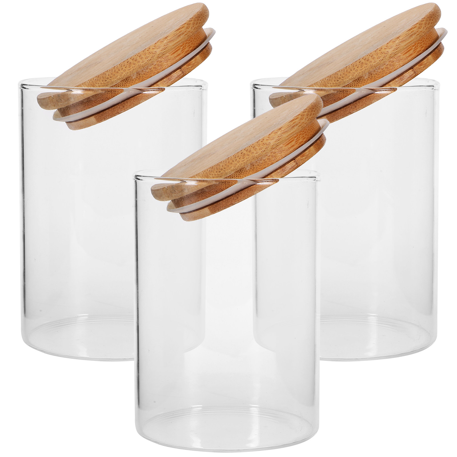 Food Storage Glass Jar - 3Pcs Airtight Glass Storage Jars with