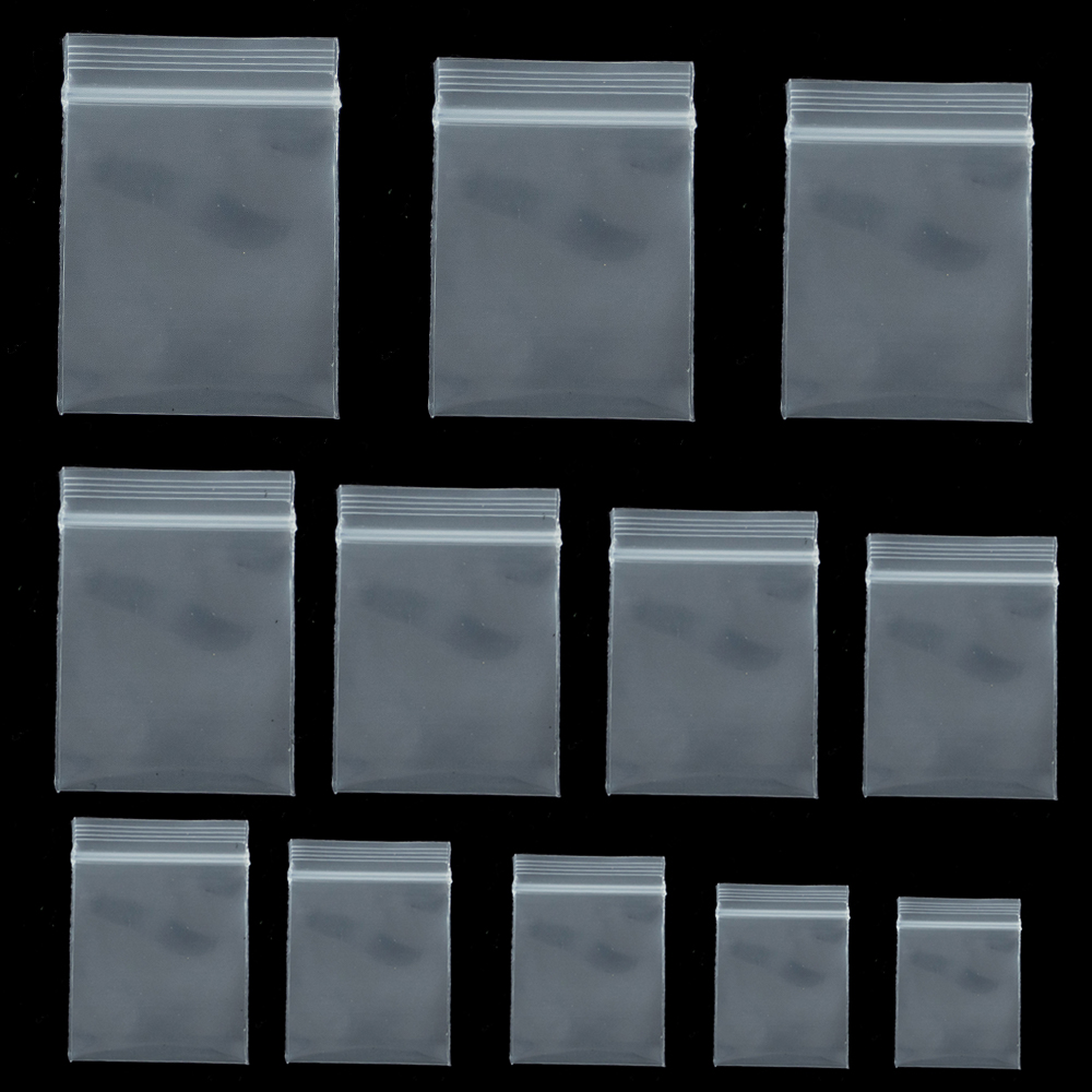 Food Storage Zip Lock Bags - 100Pieces Transparent Mini Small Plastic Zipper