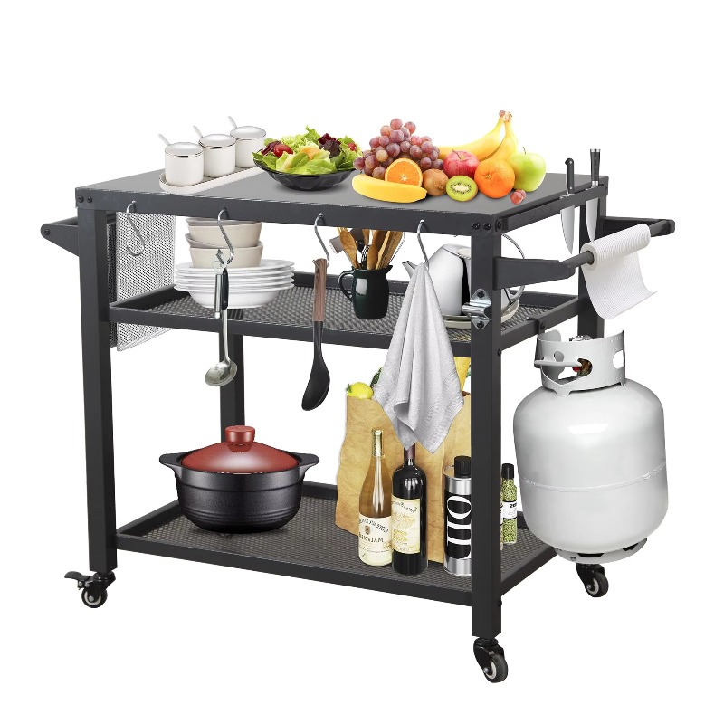 Food Storage With Wheels - Removable Outdoor Kitchen BBQ Workbench Trolley