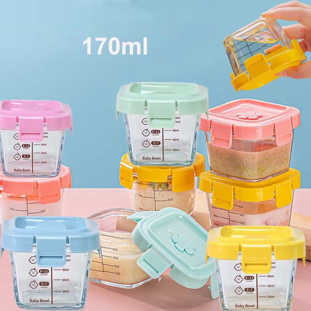 Food Storage Glass Jar - 170ml Glass Food Storage Box Frozen