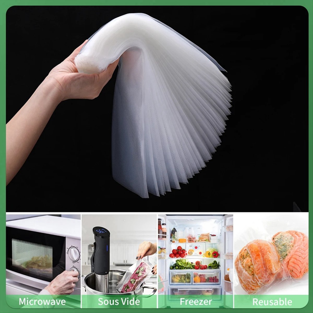 Food Storage Vacuum Sealer Machine - A75K 100Pcs Kitchen Vacuum Bags for