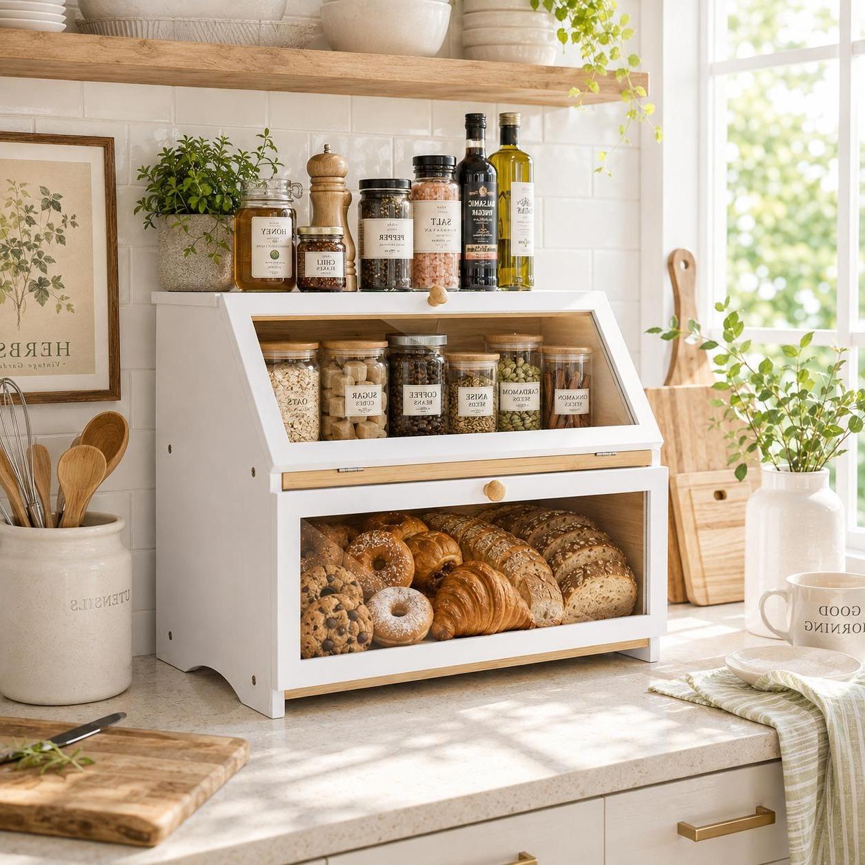 HOMEKOKO Double Layer Bread Bo - Food Storage Freezer review and price