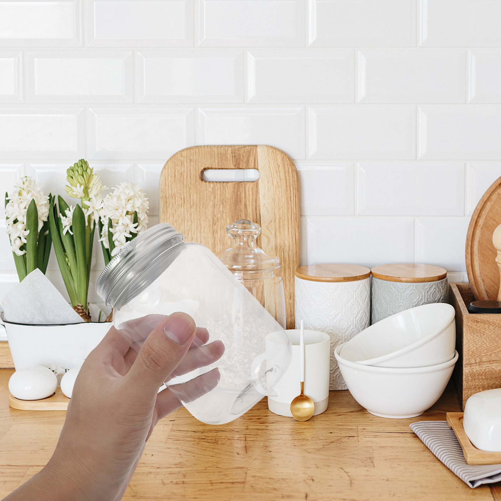 4Pcs Clear Plastic Jars with A - Food Storage Jars review and price