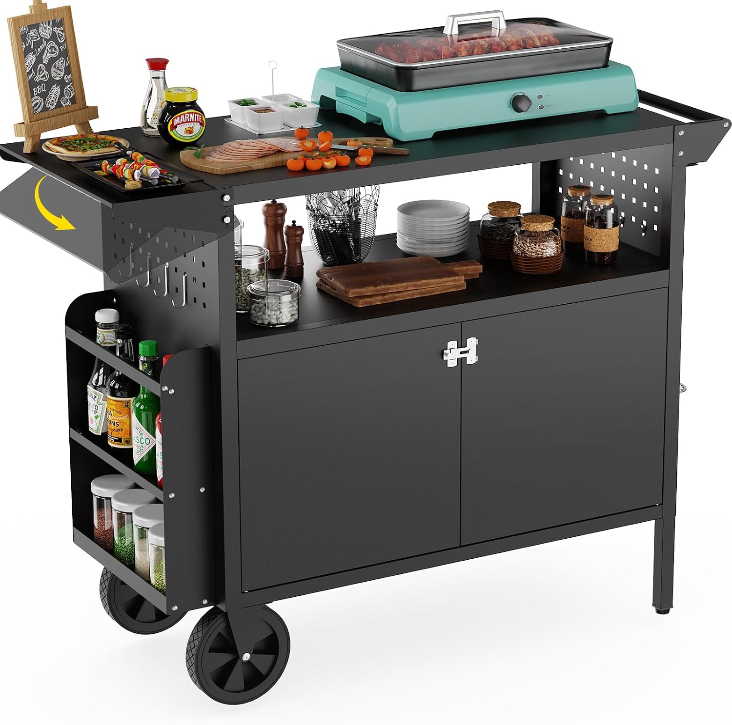 Outdoor Grill Cart Table With  - Food Storage With Wheels review and price