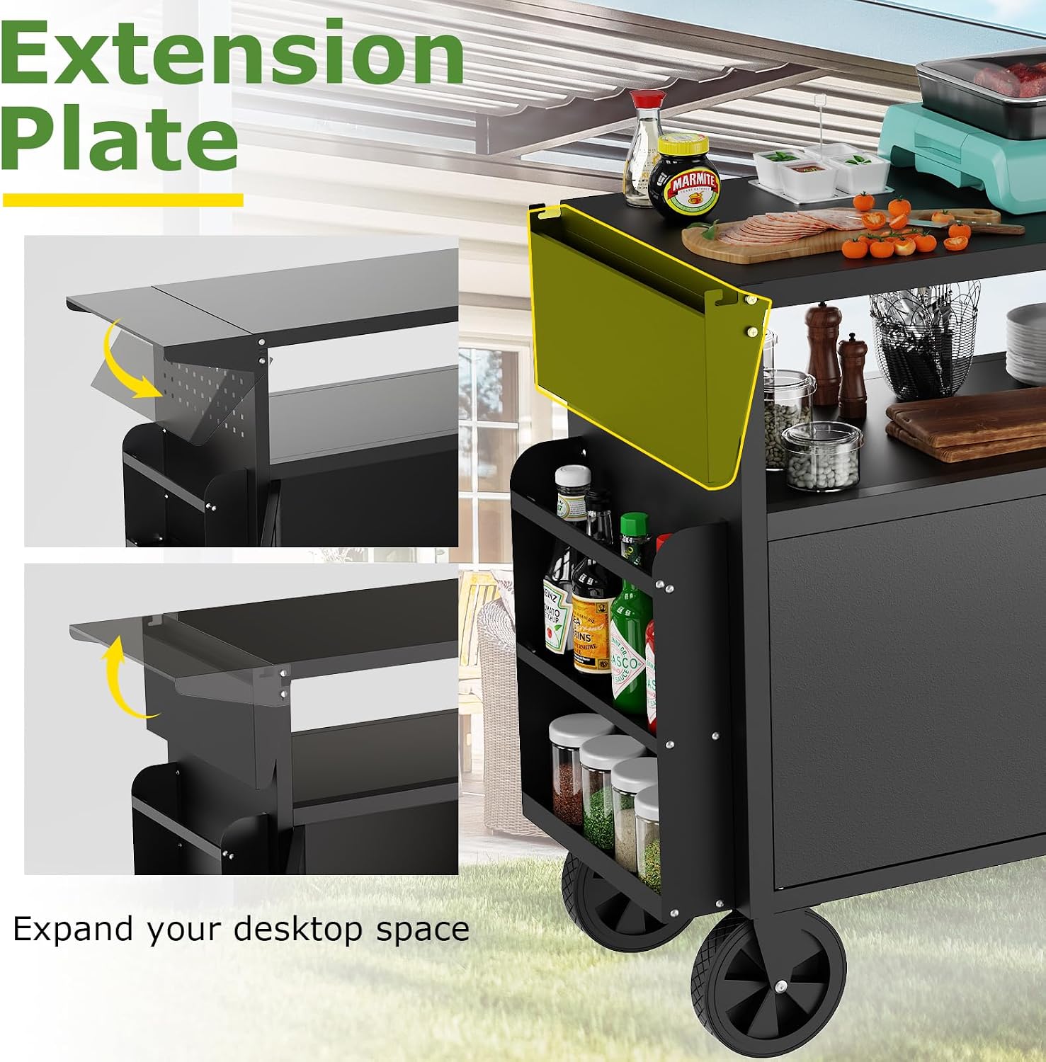 Outdoor Grill Cart Table With  - Food Storage With Wheels review and price