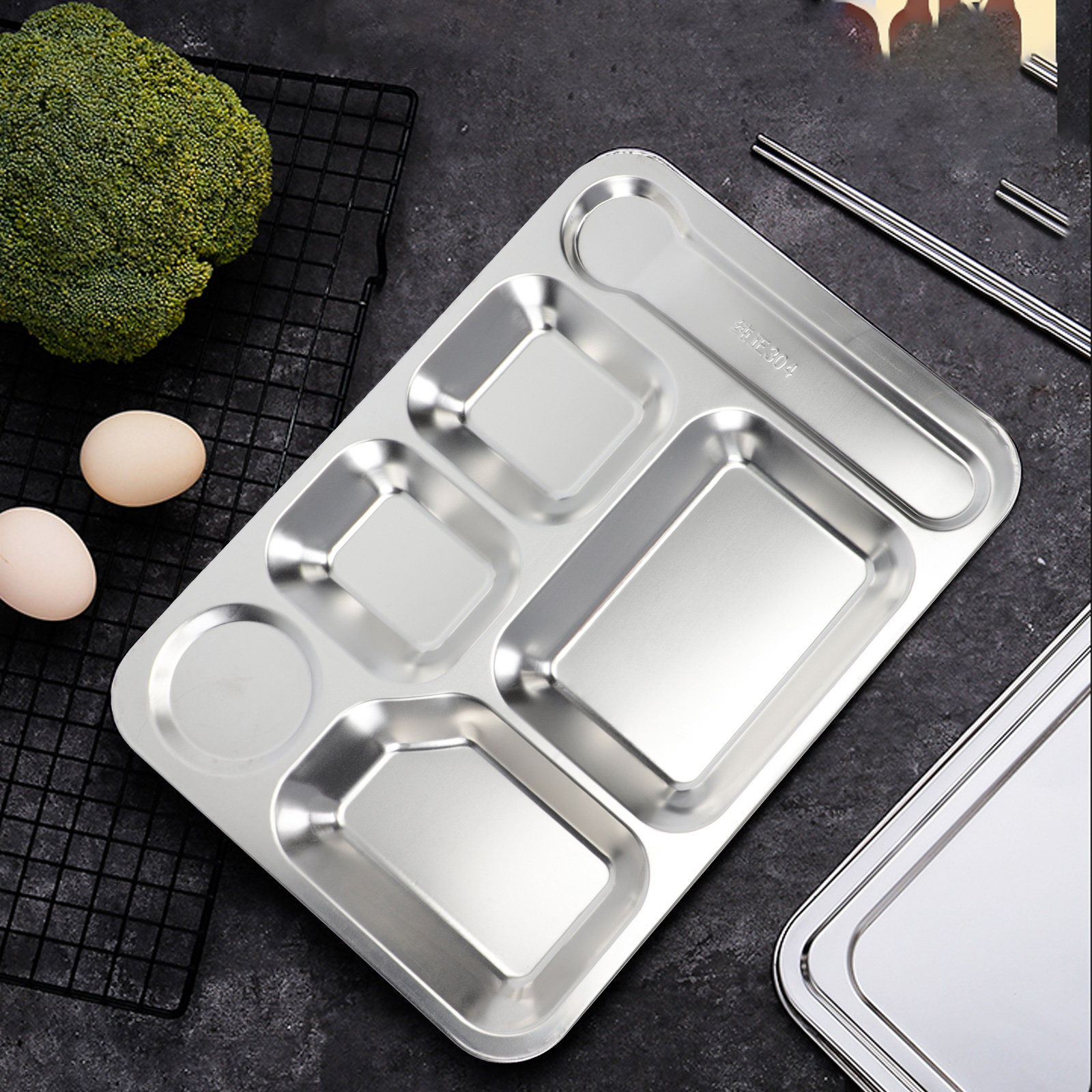1pc Stainless Steel 6-Compartm - Food Storage Meal Prep review and price