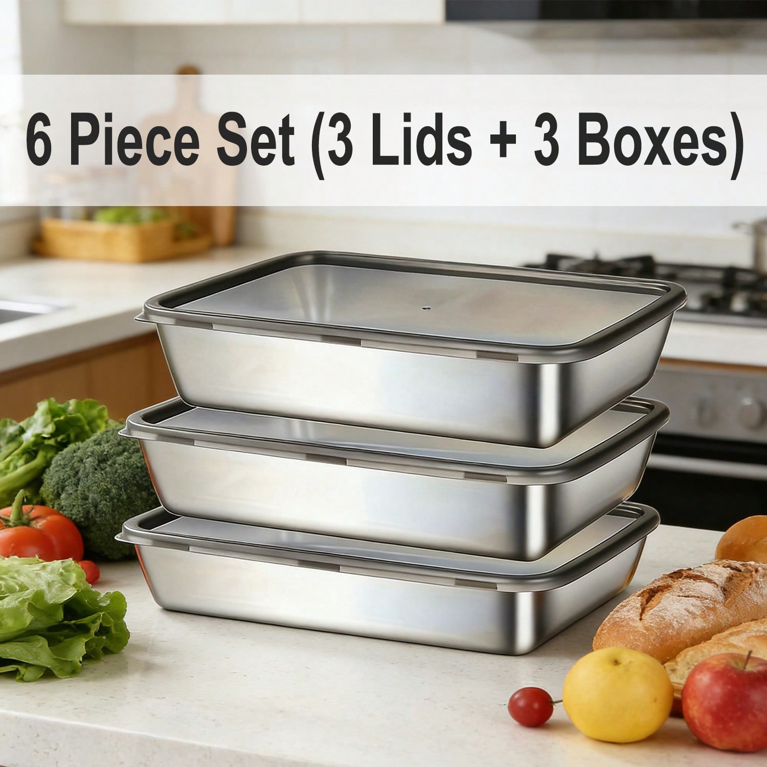 6pcs(3 Boxes+ 3 Lids) Stainles - Food Storage Meal Prep review and price