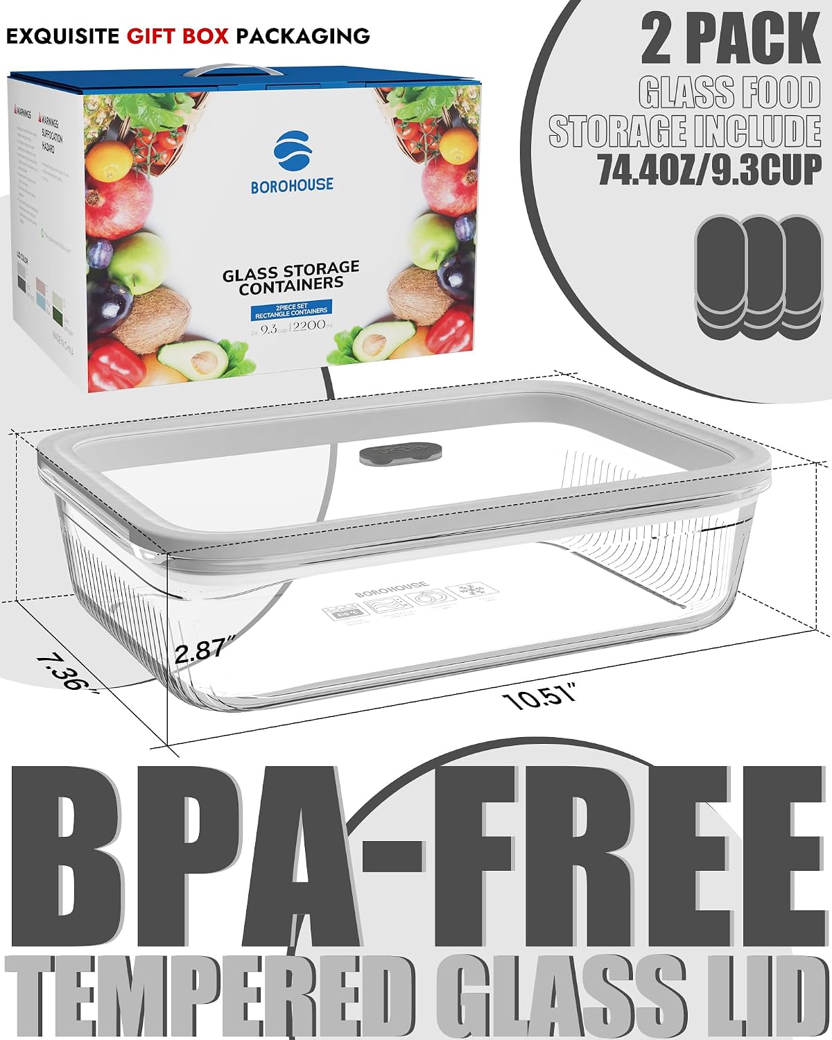 2 Pack Glass Food Storage Cont - Food Storage Meal Prep review and price