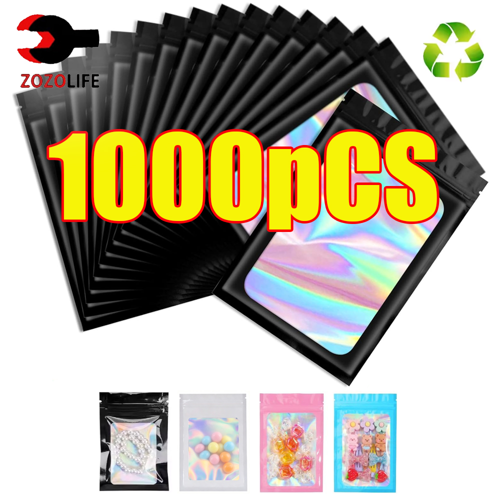 10-1000Pcs Holographic Ziplock - Food Storage Zip Lock Bags review and price