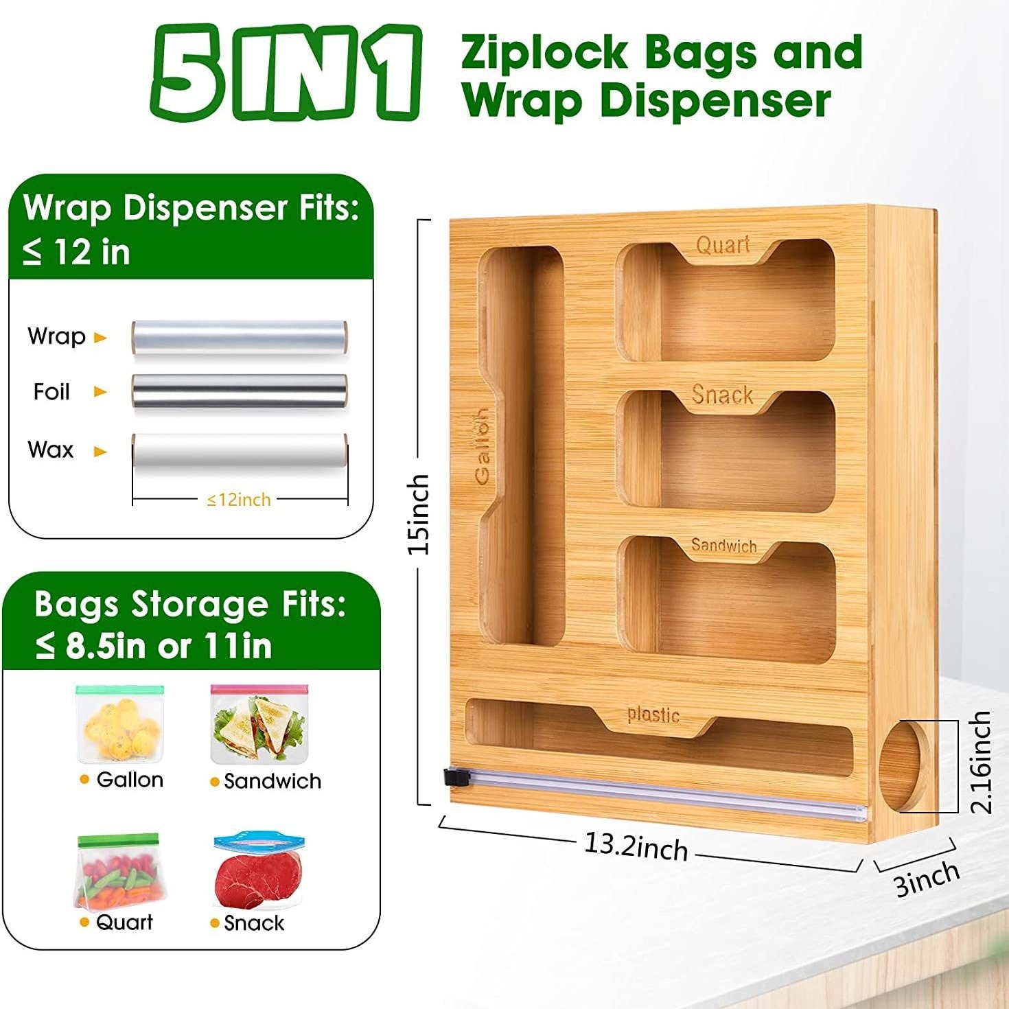 Bamboo Ziplock Food Bag Holder - Food Storage Zip Lock Bags review and price