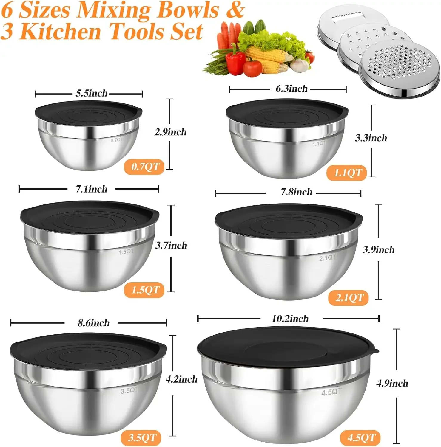 6Pcs Stainless Steel Mixing Bo - Food Storage Bowls review and price