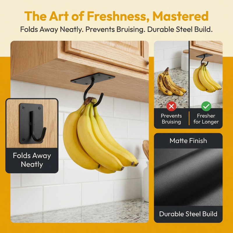 Black Metal Self-Adhesive Bana - Food Storage Rack review and price