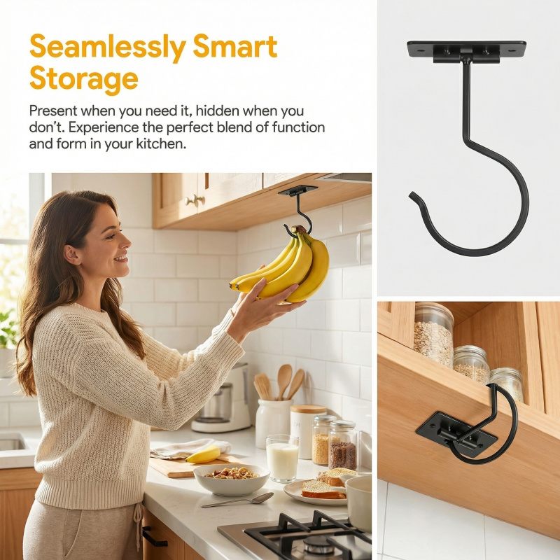 Black Metal Self-Adhesive Bana - Food Storage Rack review and price